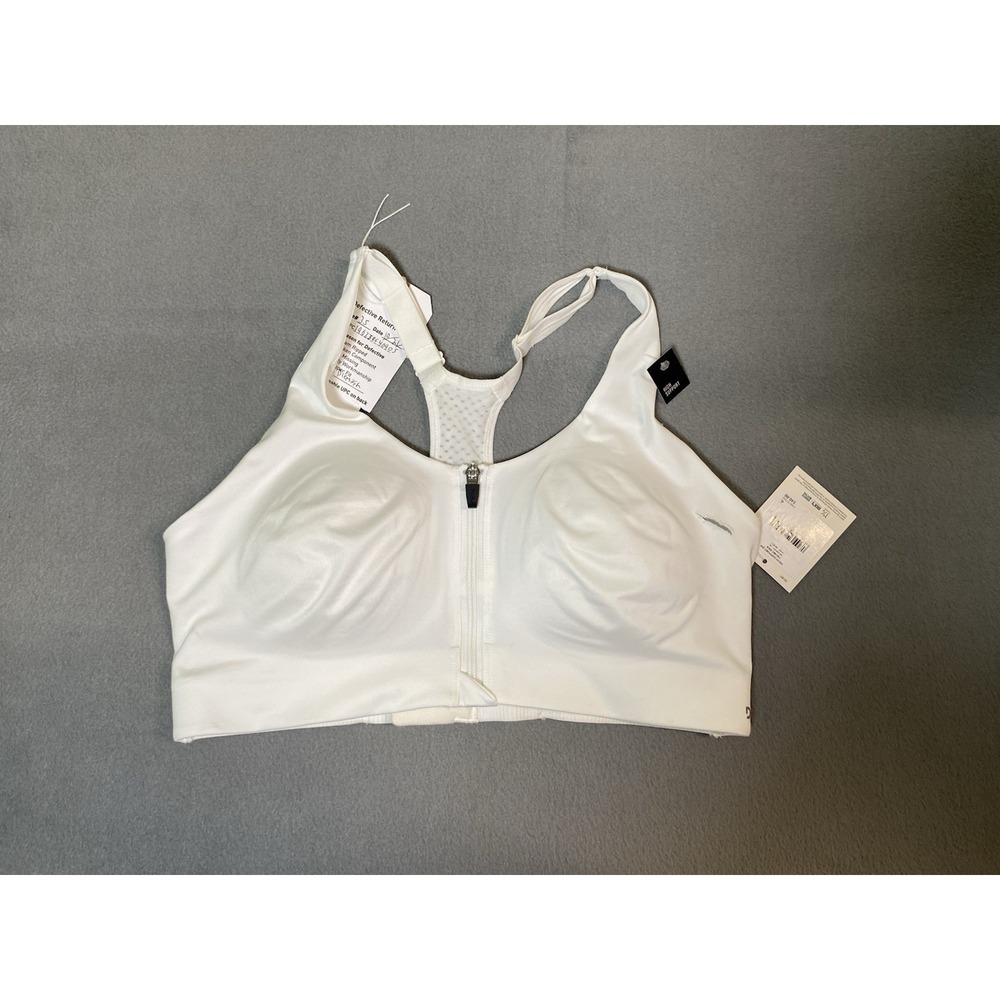 DSG Women's XL High Support Zip Front Sports Bra Pure White *minor damage*